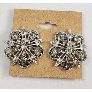 Vintage RARE Coro 1940's Dramatic Decadent Diamond Rhinestone Clip On Earrings